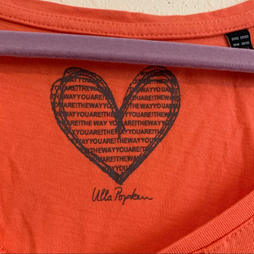 Ulla Popken Orange Pleated Scoop neck basic tee 28/30 - Picture 4 of 6